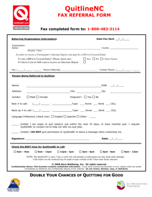 QuitlineNC Fax Referral Form