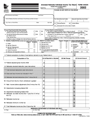 Nebraska Amended Individual Income Tax Return