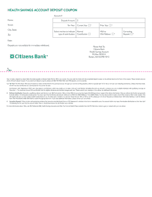 Health Savings Account Deposit Coupon