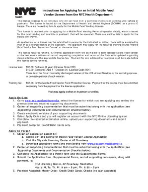 New York City Mobile Food Vendor License Application