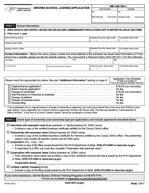 New York Driving School License Application