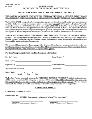 Illinois CANTS Child Abuse Clearance Form