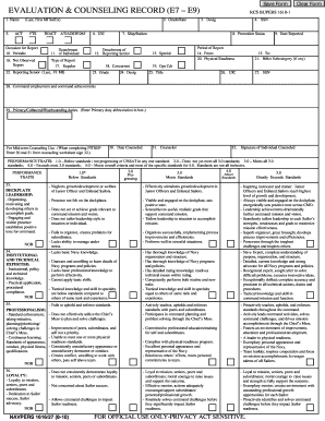 Evaluation and Counseling Record