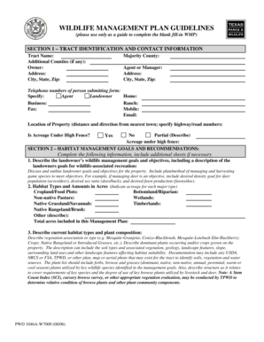 Texas Wildlife Management Plan Form