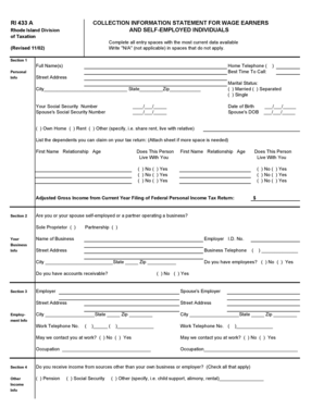 Rhode Island Collection Information Statement