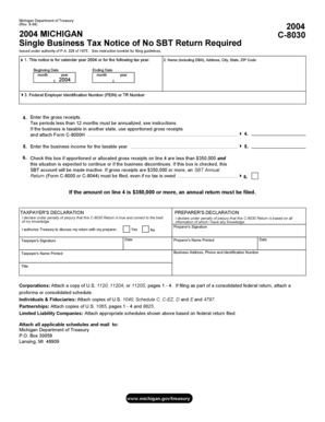 Michigan Single Business Tax Notice