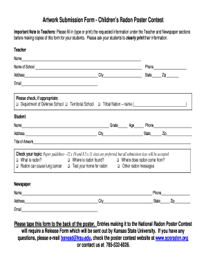 Children’s Radon Poster Contest Submission Form