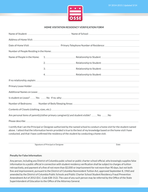 Home Visitation Residency Verification Form
