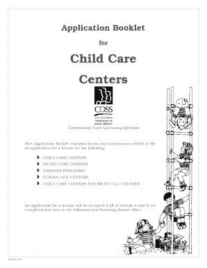 California Child Care Center License Application