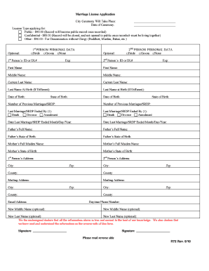 California Marriage License Application