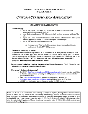 Disadvantaged Business Enterprise Certification Application