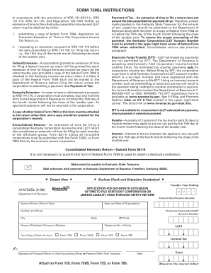Kentucky Corporation Income Tax Extension Form 720SL