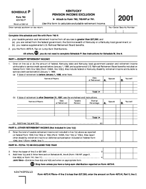 Kentucky Pension Income Exclusion Form 740
