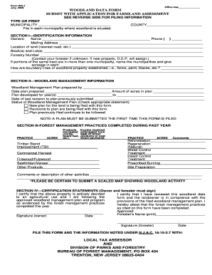 New Jersey Woodland Data Form