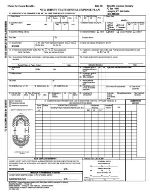 New Jersey State Dental Expense Claim Form
