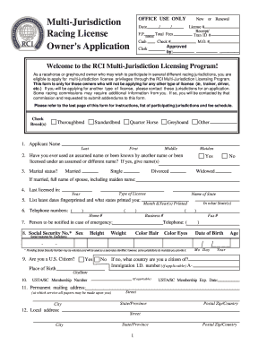 RCI Multi-Jurisdiction Racing License Application