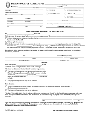 Maryland Eviction Petition