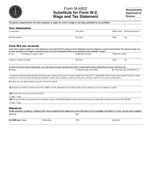 Massachusetts Substitute for Form W-2