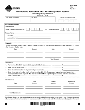 Montana Farm and Ranch Risk Management Account Annual Reporting
