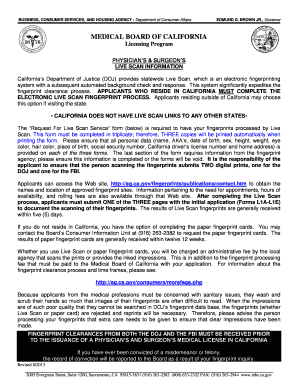 California Physician Live Scan Form