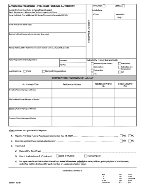 Hawaii Pre-Need Funeral Authority Application