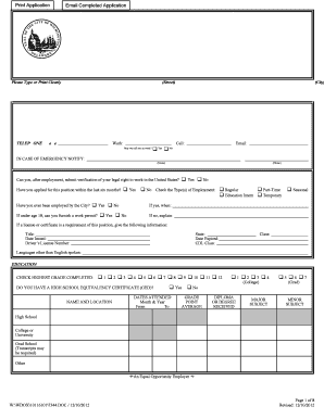 City of Wilmington Employment Application
