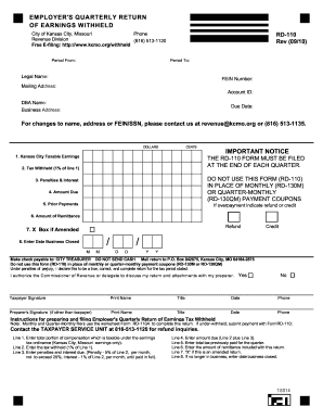 Employer's Quarterly Return of Earnings Withheld