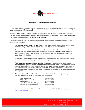 Notice of Tenancy for Foreclosed Property