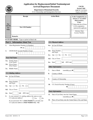 USCIS Form I-102
