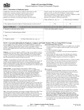 Notice of Conversion Privilege for FEGLI