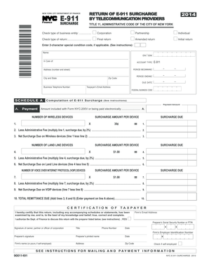 New York City E-911 Surcharge Return