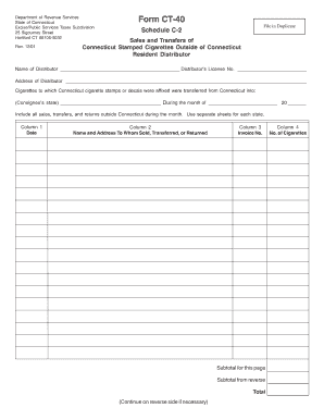 Connecticut Cigarette Tax Form CT-40