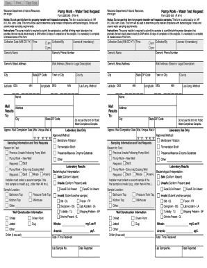 Wisconsin Pump Work Water Test Request