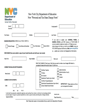 New York City DOE Personal and Tax Data Change Form