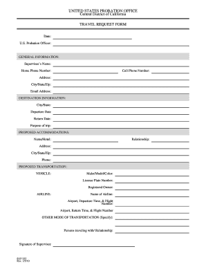US Probation Travel Request Form