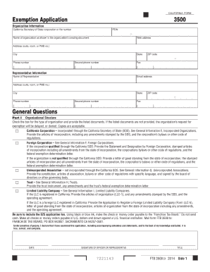 California Form 3500 Exemption Application