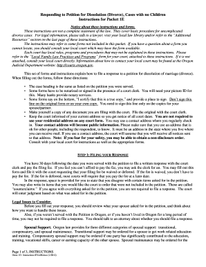 Oregon Divorce Response Form