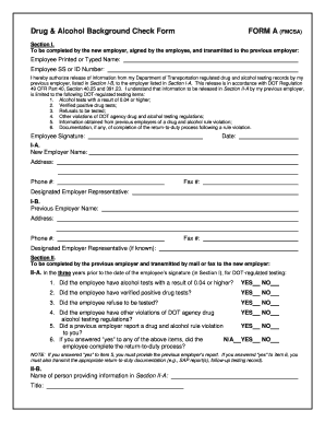 FMCSA Drug & Alcohol Background Check Form