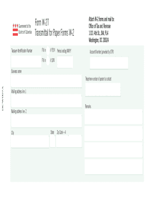 District of Columbia W-2 Form Transmittal