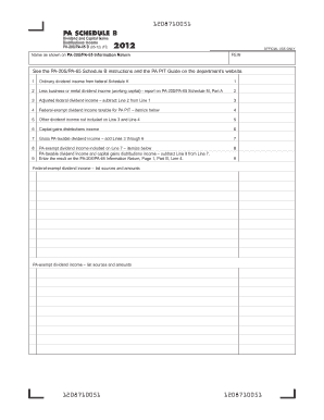 PA Schedule B Dividend and Capital Gains Distributions