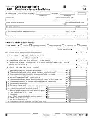California Corporation Franchise or Income Tax Return 100
