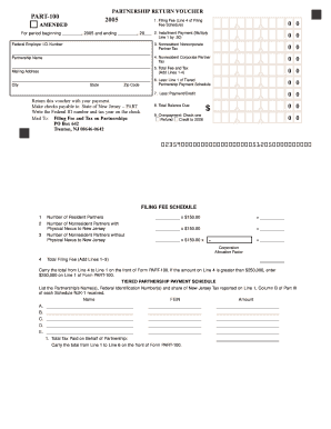 New Jersey Partnership Return Voucher