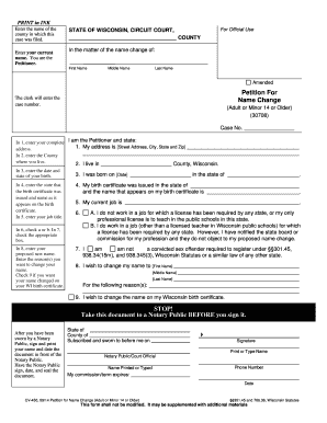 Wisconsin Adult Name Change Petition