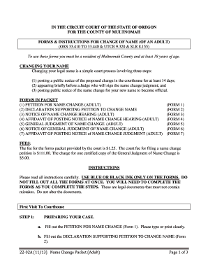 Oregon Adult Name Change Forms