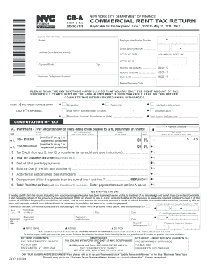 New York City Commercial Rent Tax Return