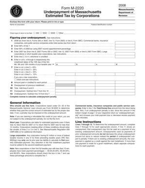 Massachusetts Form M-2220 Underpayment of Estimated Tax