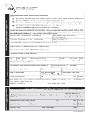 Missouri Abandoned Property Report Form 4669
