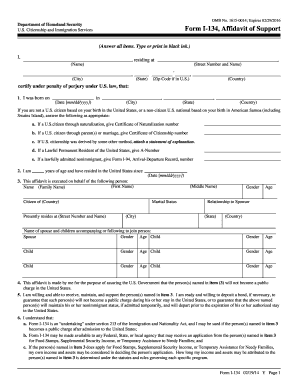 USCIS Form I-134 Affidavit of Support