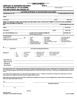 California Discrimination Complaint Form