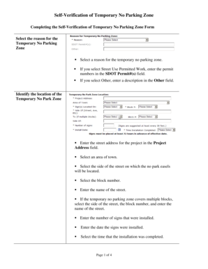 Self-Verification of Temporary No Parking Zone